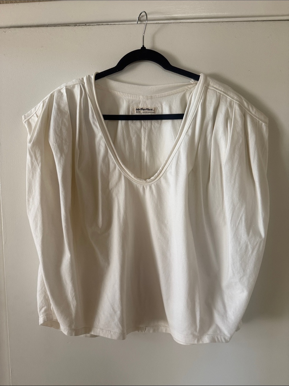 We The Free Off-White Scoop Neck Short Sleeve Top